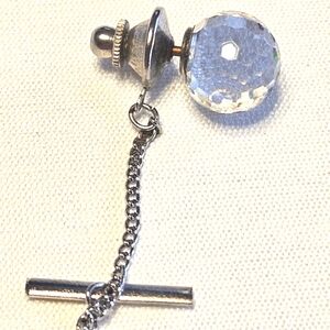 Crystal Ball Tie Tack with Gun metal Chain